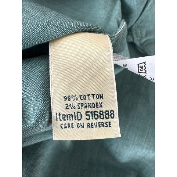 LL Bean Womens Size L Cotton Button Shirt Green Short Sleeve Casual Collared - Picture 7 of 10